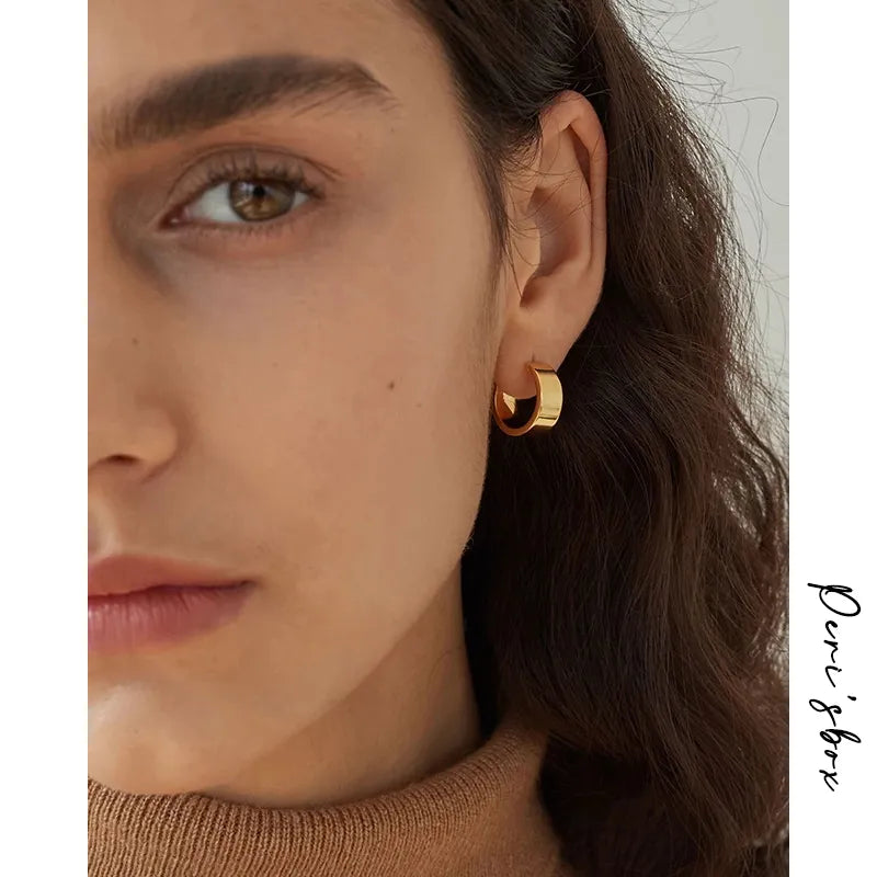 Peri'sBox Gold Sliver Color Metal Small Hoop Earrings for Women